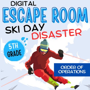 5th Grade Order of Operations Winter Ski Challenge Holiday Escape Room Game
