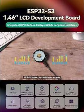 Waveshare ESP32-S3 1.46inch Round Display, Accelerometer And Gyroscope Sensor,Audio input and output