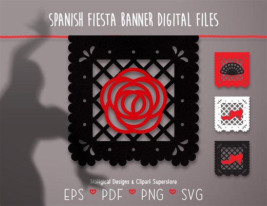 Spanish Fiesta Banner Clipart – Flamenco Dance & Floral Papel Picado (eps, Svg, Png) - Etsy Hong Kong