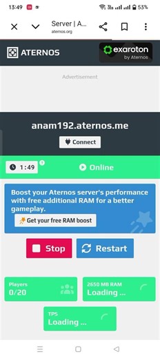 my aternos server play now