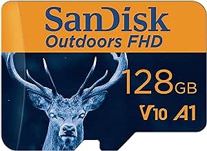 SanDisk 128GB 2-Pack Outdoors FHD microSDXC UHS-I Memory Card (2x128GB) with SD Adapter - Up to 150MB/s, Full HD, C10, U1, V10, A1, Trail Camera Micro SD Card - SDSQUBC-128G-GN6VT