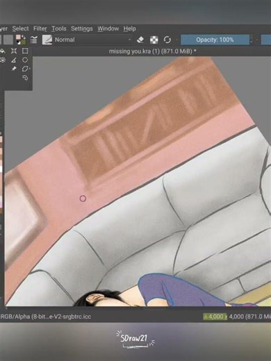 The process of drawing in Krita for Android, adding the background atmosphere #krita #illustration