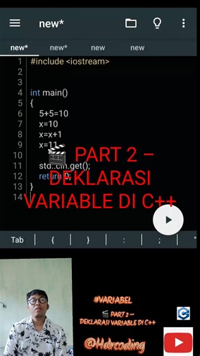 🎬 PART 2 – DEKLARASI VARIABLE DI C++ #coding #belajarngoding #programming