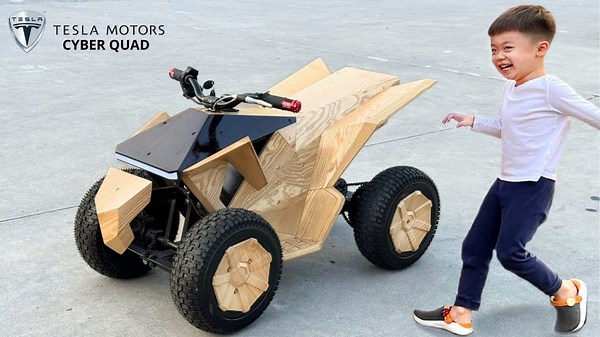 Dad builds Tesla Cyber Quad for his son
