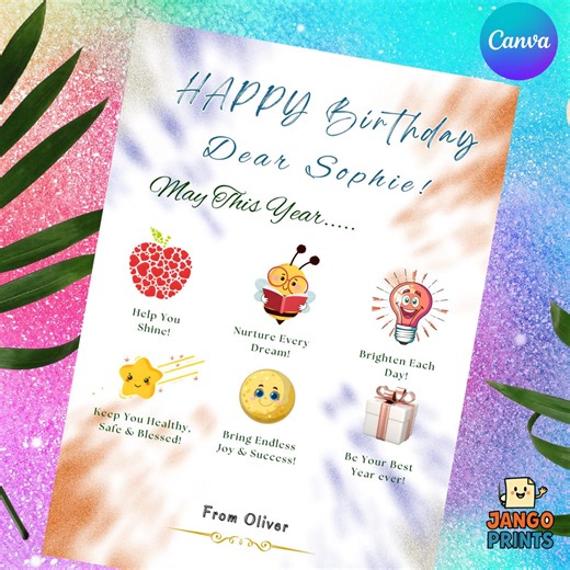 Happy Birthday Card Printable, Inspirational Birthday Wishes, Cute Birthday Greeting Card, Instant Download - Etsy