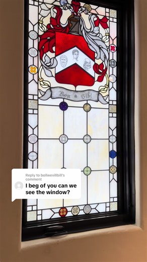 Stained Glass Bathroom Window Inspired by Family Coat of Arms