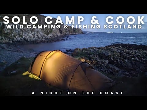 Wild camping Scotland. Solo camp and cook on the coast and a bit of fishing.
