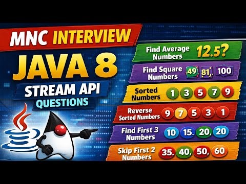 Java 8 Stream API Tutorial | Find Average, Square, Sort, Reverse Sort, Limit & Skip Example 🔥