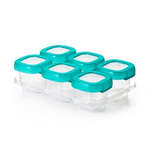 OXO Tot Baby Blocks Food Storage Containers, 2 oz, Teal, 6-pack, for Infants Ages 0-12 Months