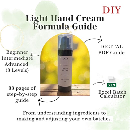 DIY Light Hand Cream Tutorial | Beginner to Advanced Cosmetic Formula Guide | Digital PDF   Excel Calculator - Etsy