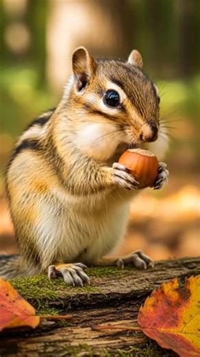 Cute Chipmunk Eats Nut ASMR |🐿️ Instant Stress Relief with Nature Sounds🐿️ #asmr #cute #chipmunk