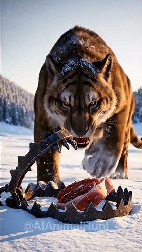 Sabertooth Tiger Outsmarts Trap | Ice Age Predator #shorts