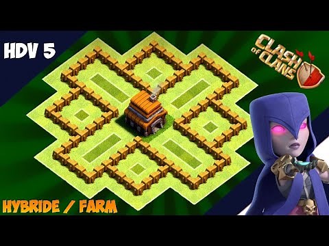 HDV 5 farming / hybride 2020 | PROTECTION DES RESSOURCES ET TROPHEES | Clash of Clans