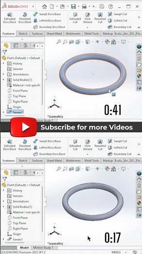 Pro vs Expert Use of Swept Boss/Base #solidworks | Design Comparison #shorts | Master CAD Studio