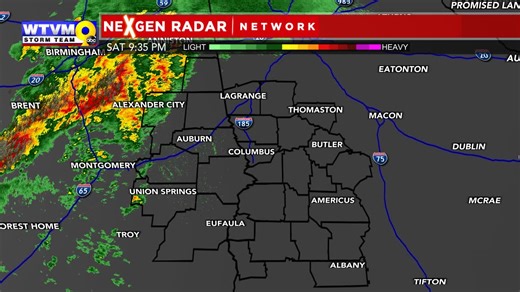 10:15PM ET Radar Check: Right now a large majority of the Chattahoochee Valley has dry skies with cloudy conditions. Rain and storms are starting to make there way into our far NW portions of the viewing. The rain and storms will continue to push into the Chattahoochee Valley over the coming hours. I am about to post a video app update on the WTVM Weather app with the latest run of the futurecast. Remember to stay ALERT during the overnight hours and have multiple reliable ways to receive alerts