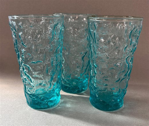 Vintage Anchor Hocking Milano Aqua Blue Glasses, 12oz, 5.5" High - Sold Individually - Etsy