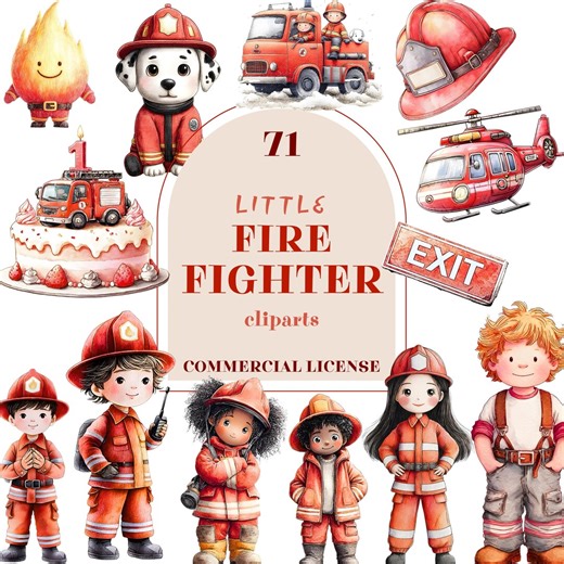 Fire Alarm Clipart, Watercolor Firefighter PNG, Fire Truck Graphics, Cute Fireman, Digital Download for Birthday Decor, 71 PNG - Etsy