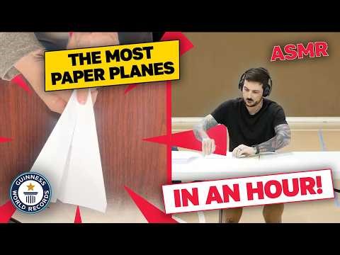 1 hour of ASMR paper plane making | Guinness World Records