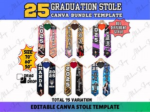 Graduation Stole Class of 2026 Grad Sash Editable Canva Templates Bundle Senior Graduate Designs Size-70 - Etsy Australia