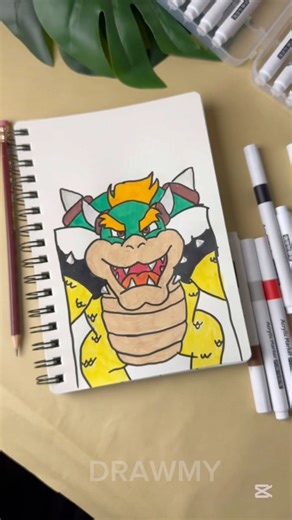 Drawing Bowser with Posca Markers! #shorts #art