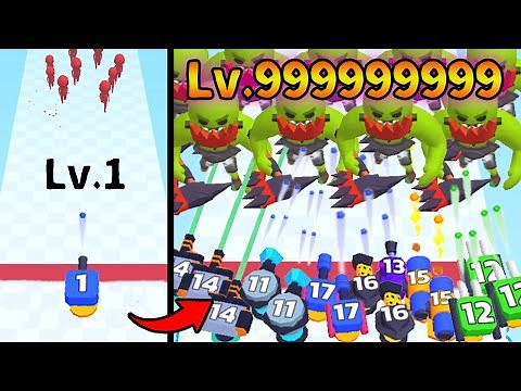 I played a game with an ad where you fight off hordes of zombies with a cannon that gets stronger...