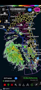 Current Long Range Radar from Tampa showing intensifying core of Hurricane Idalia and large outer bands impacting Florida Peninsula. The icons with pictures on this view are professional storm chasers. | Florida Weather Watch | Facebook
