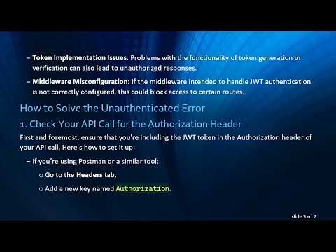 Resolving the Issue of Unauthenticated Responses in Laravel API with JWT