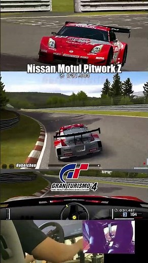 Nissan Motul Pitwork Z '04 @ Nordschleife in Gran Turismo 4 - DIY Steering wheel gameplay pt 1.3