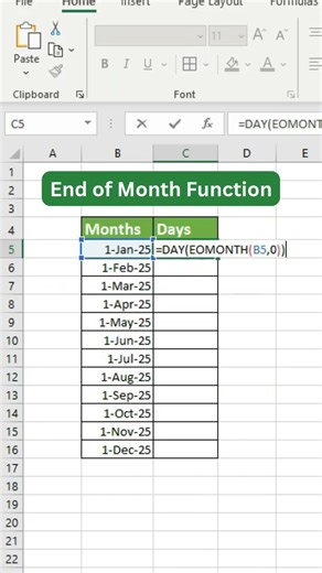 How to Calculate the Last Day of a Month in Excel?