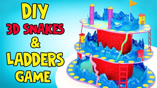 How To Make 3D Snakes & Ladders Game 🐍✂️🎲 #diy #cardboardcraft