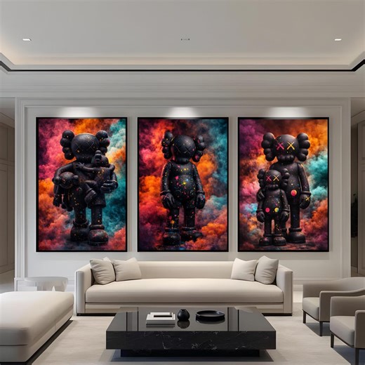 KAWS Printable Wall Art Graffiti Set: Smoke Screen Streetwear Hypebeast Figure Black (digital Download) - Etsy