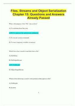 Java Files Streams and Object Serialization Chapter 15 Questions and Answers Already Passed831