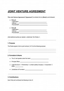 Joint Venture Agreement Template | Editable DOC & PDF - Etsy Canada