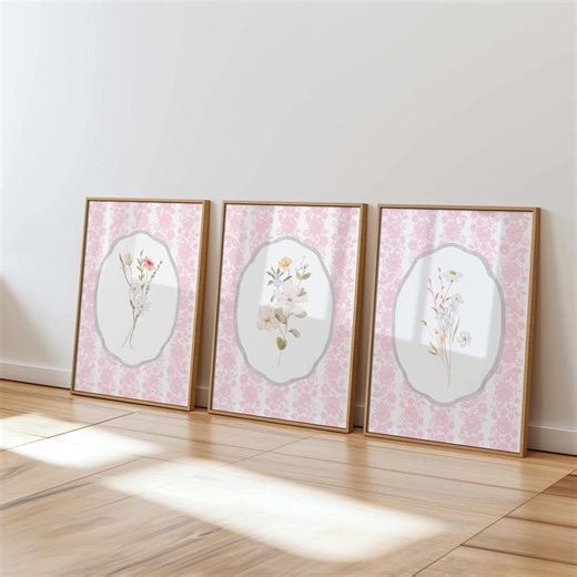 Vintage Floral Wall Art for Baby Girl Nursery - Shabby Chic Bedroom Set of 3 - Etsy
