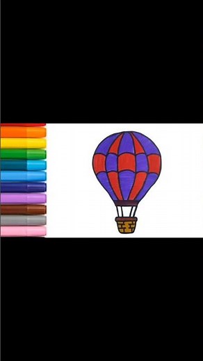 Easy Drawing and Coloring Hot Air Balloon for Kids| How to Draw Hot Air Balloon step by step #shorts