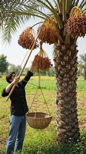 Amazing Date Harvesting Process 🌴 | Fresh Dates Collection on Farm | Farming Shorts #shorts
