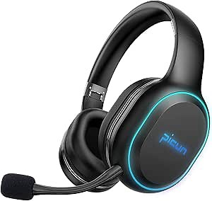 Picun P80-XH Bluetooth Gaming Headset, Dual-Driver Wireless Headphones Only for Phone, 3.5mm Cable Wired for X-Box, PS4, PS5, 30H Playtime with RGB Light, Hi-Fi Stereo Immersive Vibrating Gaming Sound