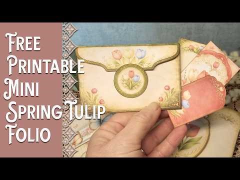 Free Printable Spring Tulip Mini Folio - Junk Journaling