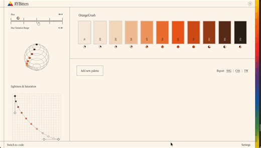 you can now edit all your ramps at once.(and export them as SVG, CSS or as Tailwind Config)