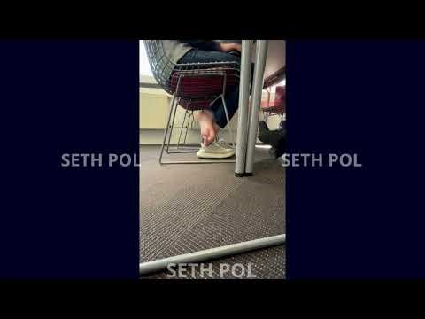 Asian barefoot shoeplay sneakers in library (FULL VIDEO IN DESCRIPTIONS)