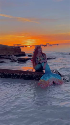 Sunset Vibes with Mermaid Tails at the Beach