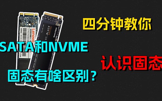 【硬件科普】充满趣味的四分钟教你认识固态！SATA固态和NVME固态有啥区别？协议又是什么？