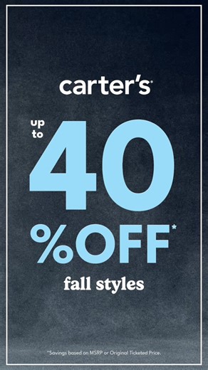 Up to 40% off: cue the corduroy, chunky knits & photo-worthy styles.​ ​*Ends 9/29. Savings based on MSRP or original ticketed price. ​Exclusions apply. | Carter's | Facebook