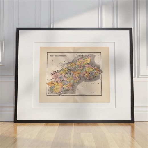 Vintage Scotland County Map 1934 : Fife & Kinross Shires - Cartography by William Home Lizars - Etsy UK