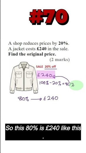 #70 | GCSE Maths Exam Question – Reverse Percentages