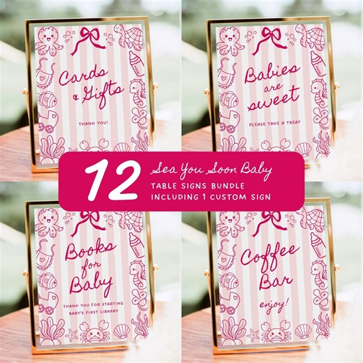 Sea You Soon Baby Shower Table Signs Bundle: Ocean Theme (digital Download) - BS122A - Etsy