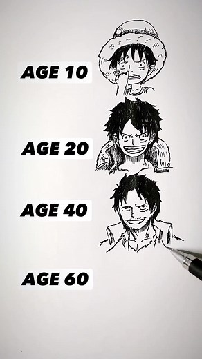 Drawing Luffy in Various Stages of Life