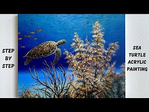 Sea Turtle Underwater Ocean STEP by STEP Acrylic Painting Tutorial (ColorByFeliks)