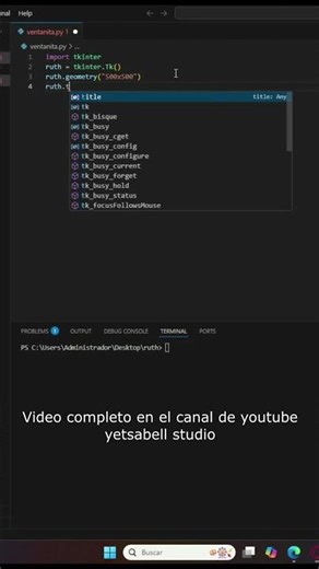 Como crear con codigo Python una venta en blanco con nombre tutorial