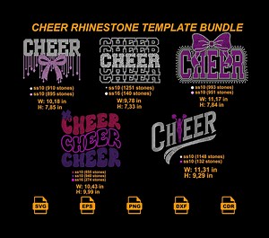 Cheer Rhinestone Template Bundle, Cheer SVG for Cricut, Cheerleading Bling Cut File Design - Etsy
